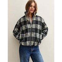 New Look Checked Borg Jacket - Mono