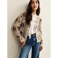 New Look Cream Tapestry Design Cardigan