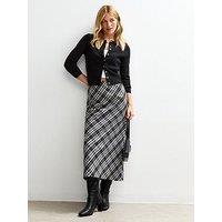 New Look Black Checked Midi Skirt