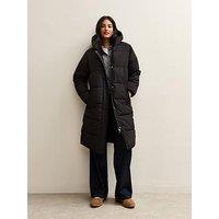 New Look Tiered Longline Padded Jacket - Black