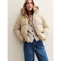 New Look Hooded Cropped Puffer Jacket - Off White