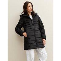 New Look Black Longline Hooded Puffer Jacket