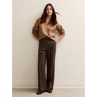 New Look Pleated Front Wide Leg Trousers - Brown