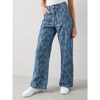 The Very Collection Jacquard Denim Co-Ord Wide Leg Jeans - Mid Wash