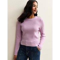 New Look Ribbed Knit Crew Neck Jumper - Purple