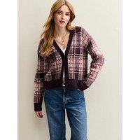 New Look Checked Print Cardigan - Red
