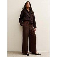 New Look Satin Drawstring Waist Wide Leg Trousers - Brown