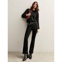 New Look Faux Suede Flared Trousers - Black