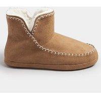 Yours Curve Whip Stitch Slipper Boot - Brown