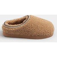 Yours Curve Borg Mule Slipper - Brown