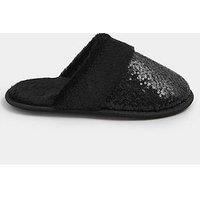 Yours Curve Sequin Slipper - Black