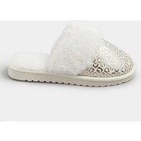 Yours Curve Metallic Leopard Slipper