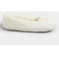 Yours Curve Bow Plush Ballet Slipper - White