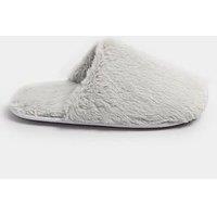 Yours Curve Plush Faux Fur Mule Slipper - Grey