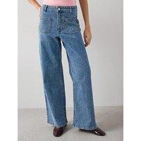 The Very Collection Patch Pocket Wide Leg Jeans - Mid Wash