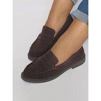 Yours Extra Wide Fit Ruched Loafers - Brown