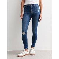 New Look Hallie Disco Ripped Super Skinny Jeans- Blue