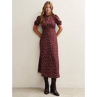 New Look Ditsy Print Puff Sleeve Midi Dress - Red