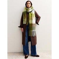 New Look Green Heavyweight Checked Scarf