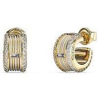 Guess 16Mm Cable Circle Hoop Earrings Steel Crystal White Baguette Round - Multi