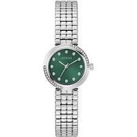 Guess Stainless Steel Ladies Watch With Green Crystal Detail Dial And Stainless Steel Bracelet