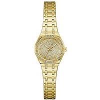 Guess Gold Tone Ladies Watch With Glitz Dial And Gold Tone Bracelet
