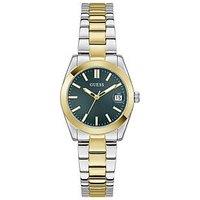 Guess Two Tone Ladies Watch With Green Dial And Two Tone Bracelet