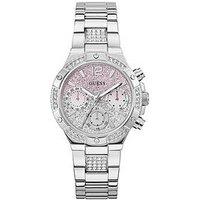 Guess Stainless Steel Ladies Watch With Pink Ombre Glitz Dial And Stainless Steel Stone Set Bracelet