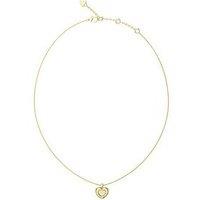 Guess Heart Pave Charm Necklace Steel Crystal White Round - Multi
