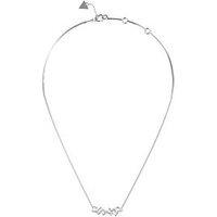 Guess Stones Necklace Steel Cubic Zirconia Crystal White Squared Round - Silver