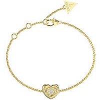 Guess 12Mm Heart Pave Bracelet Steel Crystal White Round - Multi