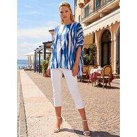 Roman Abstract Print Buttoned Tunic Top - Blue