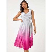 Roman Pleated Ombre Midi Dress - Pink