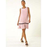Roman Ric Rac Trim Swing Dress - Light Pink