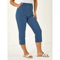 Roman Petite Bengaline Cropped Stretch Trouser - Denim