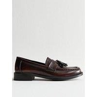 New Look Brown Faux Leather Tassel Charm Almond Toe Loafers