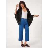 Roman Crochet Tunic Cardigan - Black