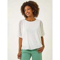 Roman Mesh Bubble Hem Top - Ivory