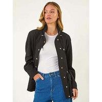 Roman Buttoned Safari Jacket - Black