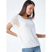 Roman Cut Out Detail Stretch Top - Ivory