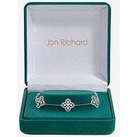 Jon Richard Rhodium Plated And Cubic Zirconia Clover Bracelet - Gift Box