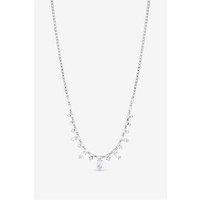 Jon Richard Rhodium Plated Cubic Zirconia Navette Stone Drop Necklace
