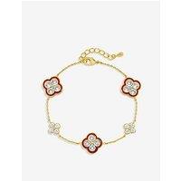 Jon Richard 14K Gold Plated Pave And Red Clover Bracelet
