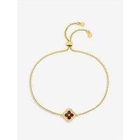 Jon Richard 14K Gold Plated And Ruby Clover Toggle Bracelet