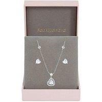 Jon Richard Rhodium Plated And Cubic Zirconia Heart Drop Set - Gift Box