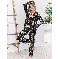 Chelsea Peers Button Up Long Set - Black