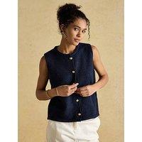 Joules Button Through Knitted Vest - Navy