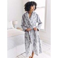Chelsea Peers Shaul Maxi Dressing Gown In Burnout Fleece - Beige