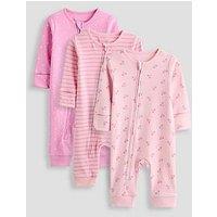 The Very Collection 3 Pack Printed Sleepsuits - Pink