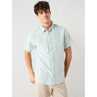 Jack & Jones Oxford Striped Short Sleeve Shirt - Green